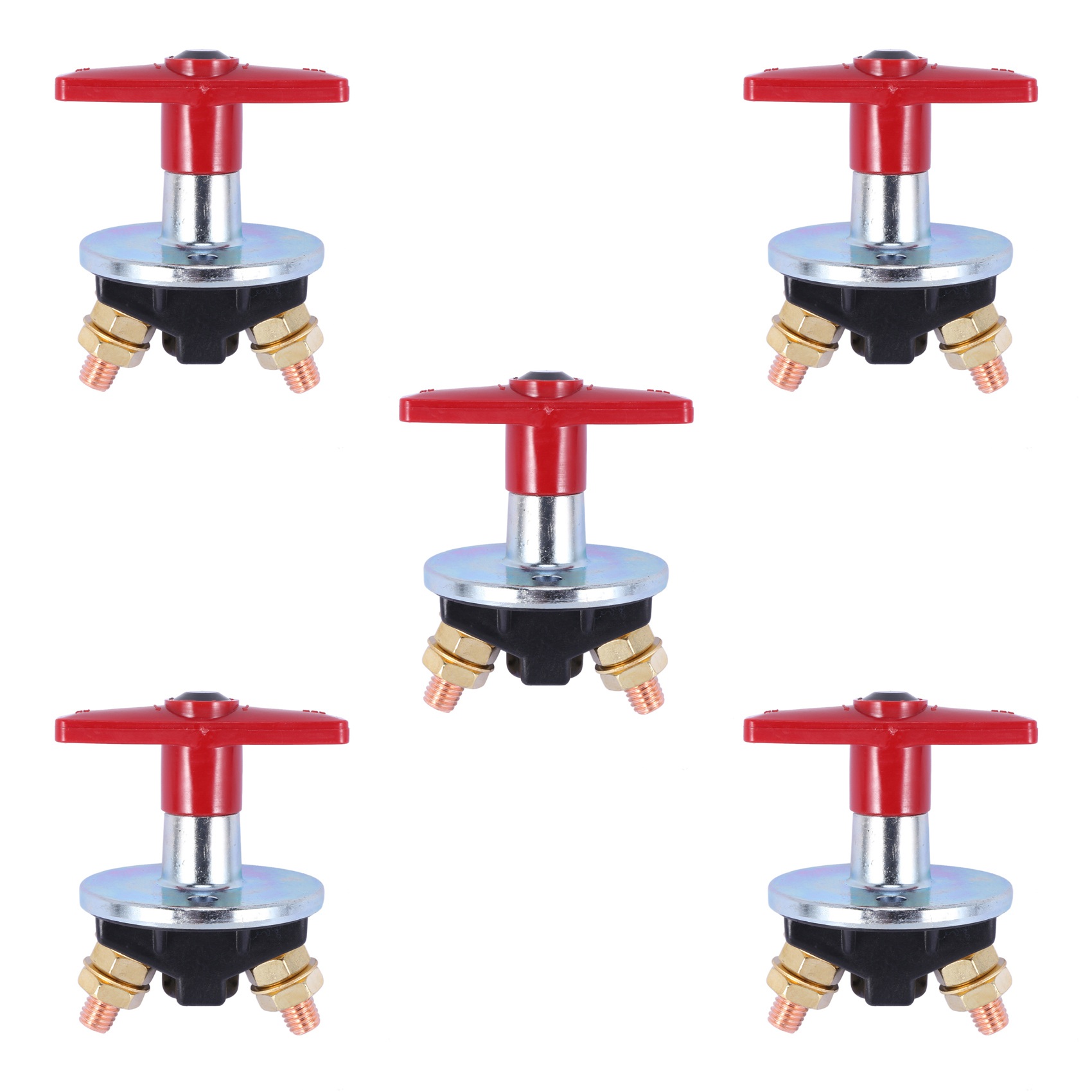 fasdaga 5X 1500 Amp Fixed Key Battery Isolator Cut Off Kill Switch 12V / 24V Heavy Duty Electrical Switch