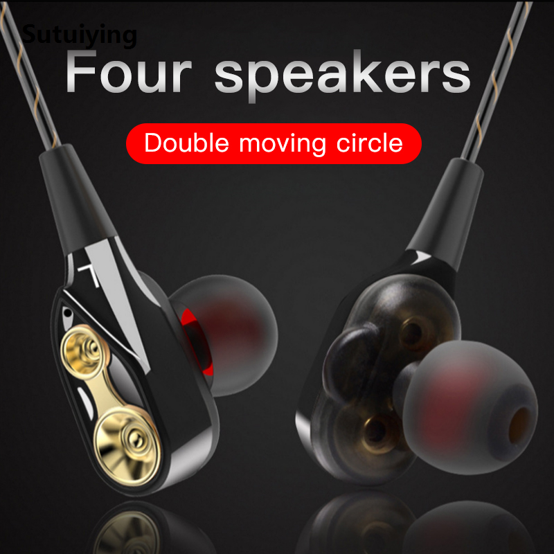Sutuiying 【Best value for money】EARDECO Wired Headphones For Phone Stereo With Microphone Fashion Dual Drive Bass Headsets For Mobile In Ear Earbuds For iPhone Xiaomi