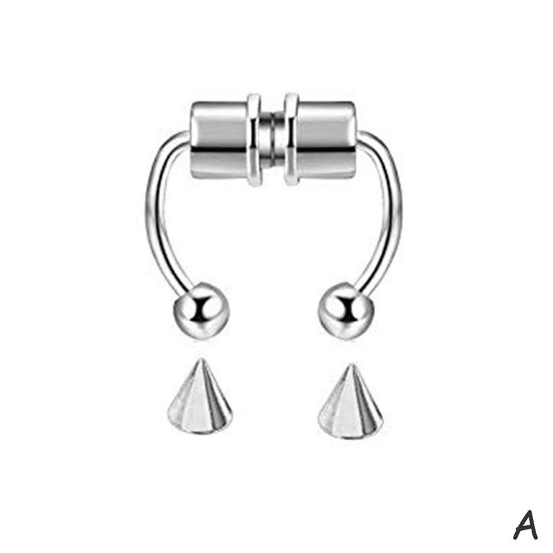 1 PCS Silver Nose Ring Magnetic Nose Ring Reusable Fashionable Nose Ring Stainless Steel False Heat
