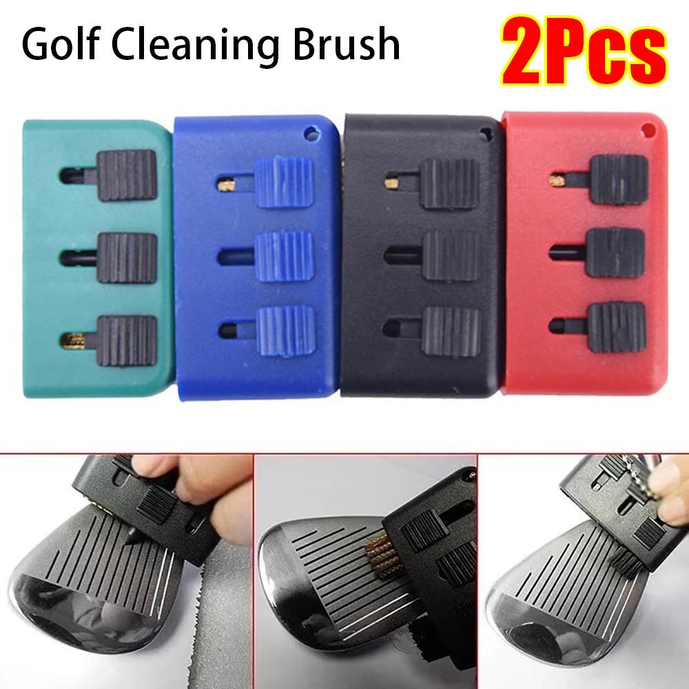 2Pcs New Golf Supplies Golf Cleaning Brush Copper Hair Retractable Ball Head Brush Pocket Size 3 in 1 Golf Club Cleaner Tool