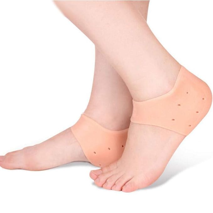 Silicone Gel Heel Pad Socks For Heel Swelling Pain Relief,Dry Hard Cracked Heels Repair Cream Foot Care Ankle Support Cushion for Men And Women (Free Size) (1 Pair)