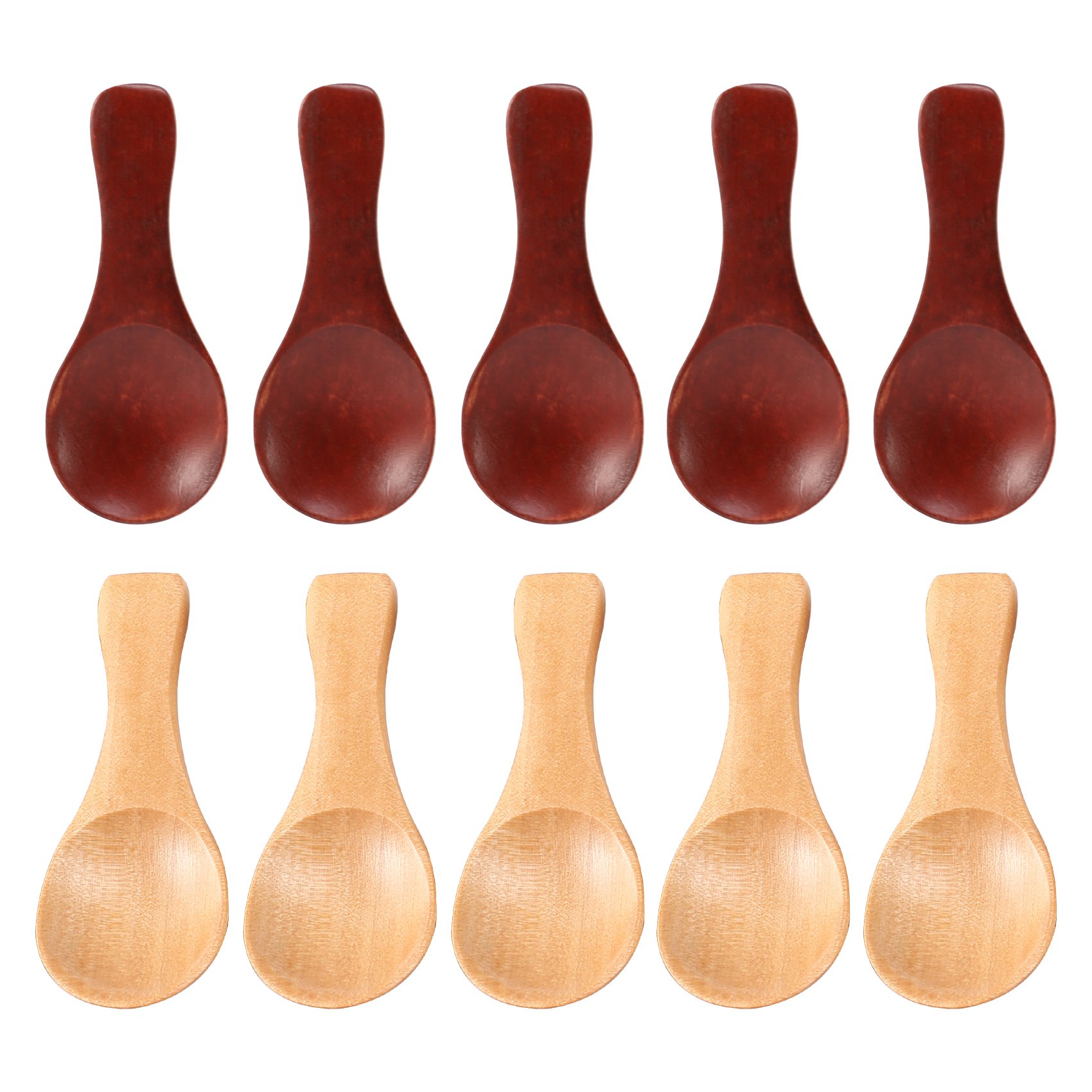 OUMERY Small Wooden Spoon, 10PCS Ice Cream Salt Spoons Honey Coffee Tea Sugar Salt Jam Mustard Spoons Round Spoon