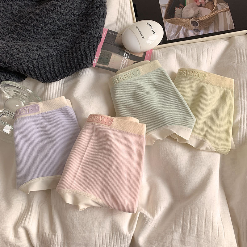 Japanese Girl Panties Ladies Simple Thread Solid Color Baby Cute Sweet Cotton Crotch Panties Female