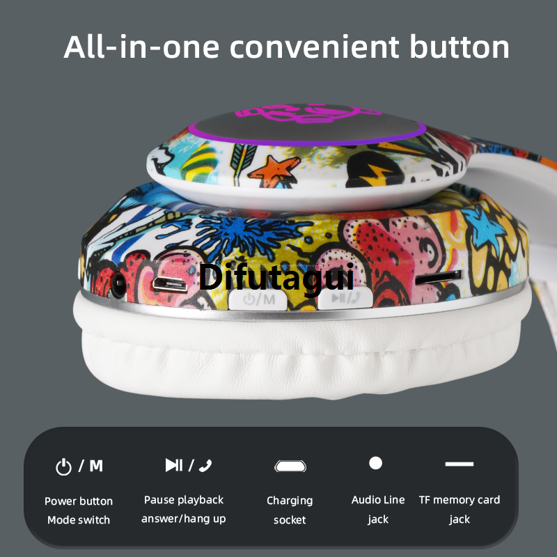 Difutagui 2025 NEW TF Support Girls Kids Low Latency With Headphone Light RGB 2025 New Tuya Bluetooth Headset Wireless LED Game Microphone Boy Gift Card