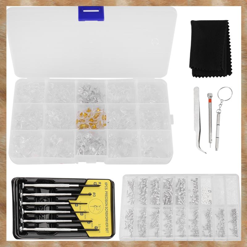 Kqueebee Eyeglass and Sunglasses Repair Kit,Glasses Screws Kit and Nose Pads with 6 Pcs Screwdrivers and 3 Pcs Tools for Glasses
