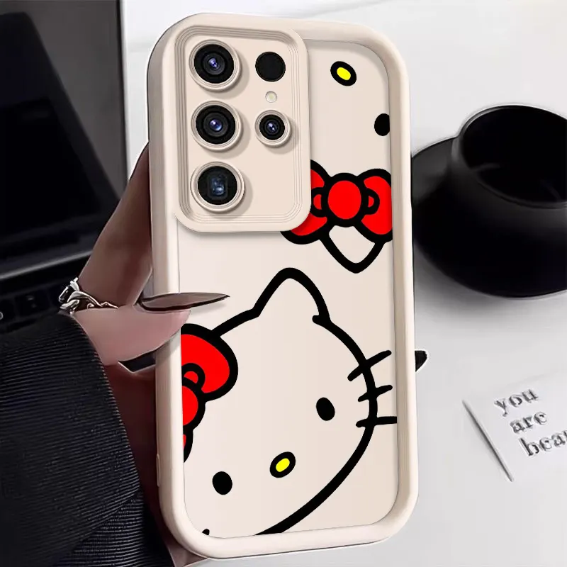 Wenefang Sanrio Hello Kitty Cute Cartoon Fall Case For Samsung Galaxy S24 S23 Ultra S22 S21 Plus FE A54 A53 A52 Soft TPU Cover WK307