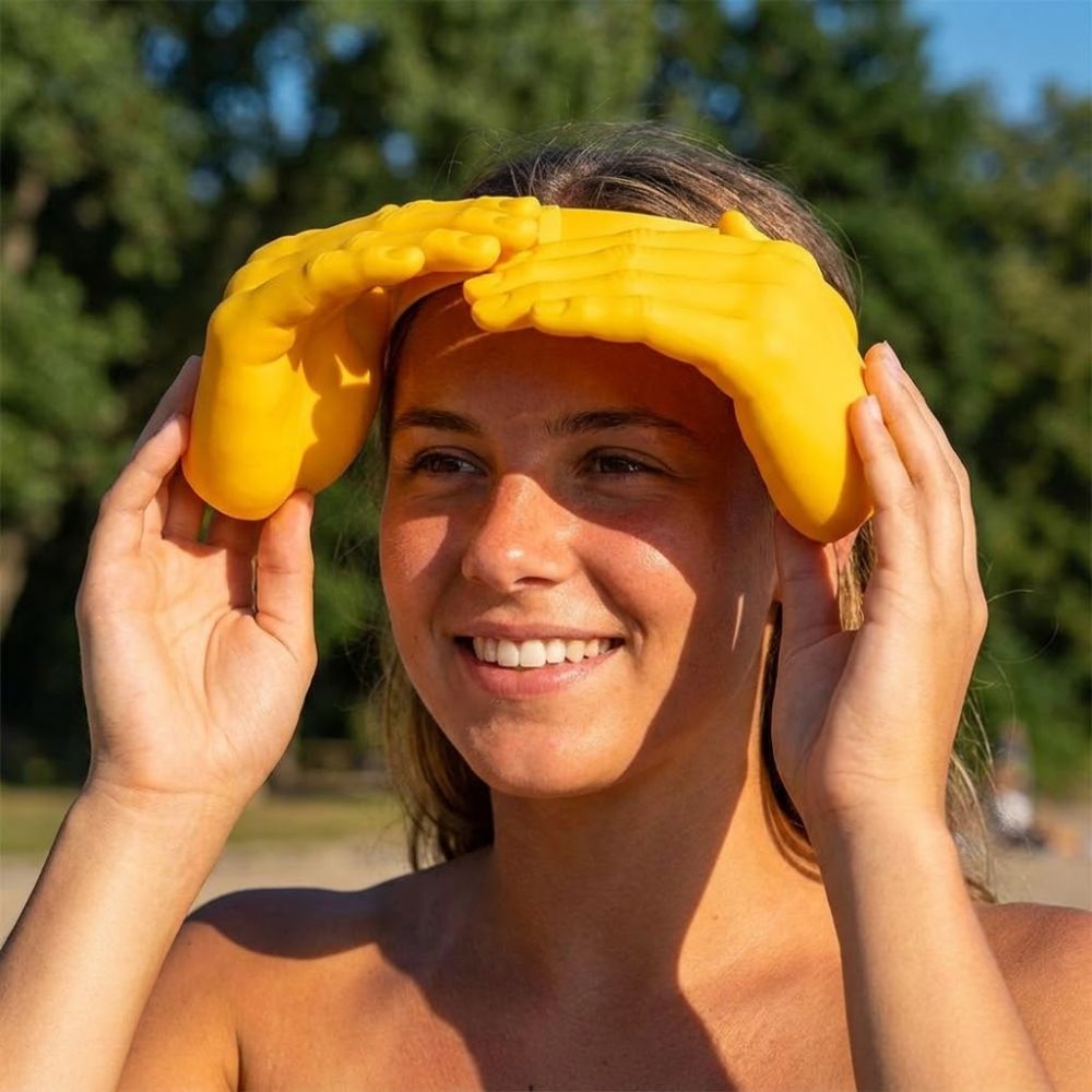 Portable 3D Printing Palm Sun Hat Heart Hands Funny Hand Shape Sun Visor UV Protection Hands-Free Outdoor Beach Hat Summer Season