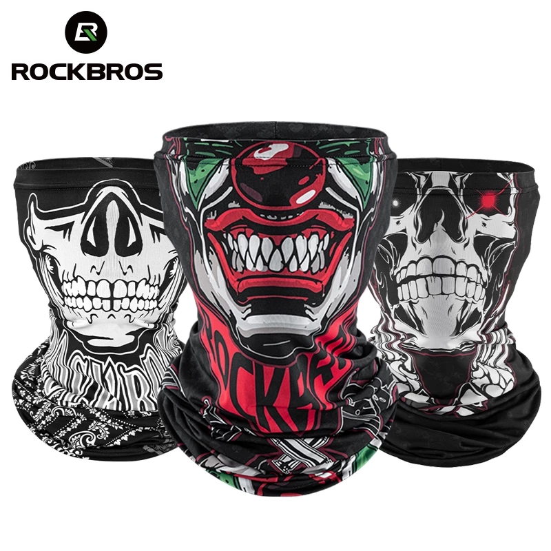 ROCKBROS Full Face Mask Skull Print Scarf Bike Sun UV Protection Mask Helmet Cosplay Scarf Headband Outdoor Scarf