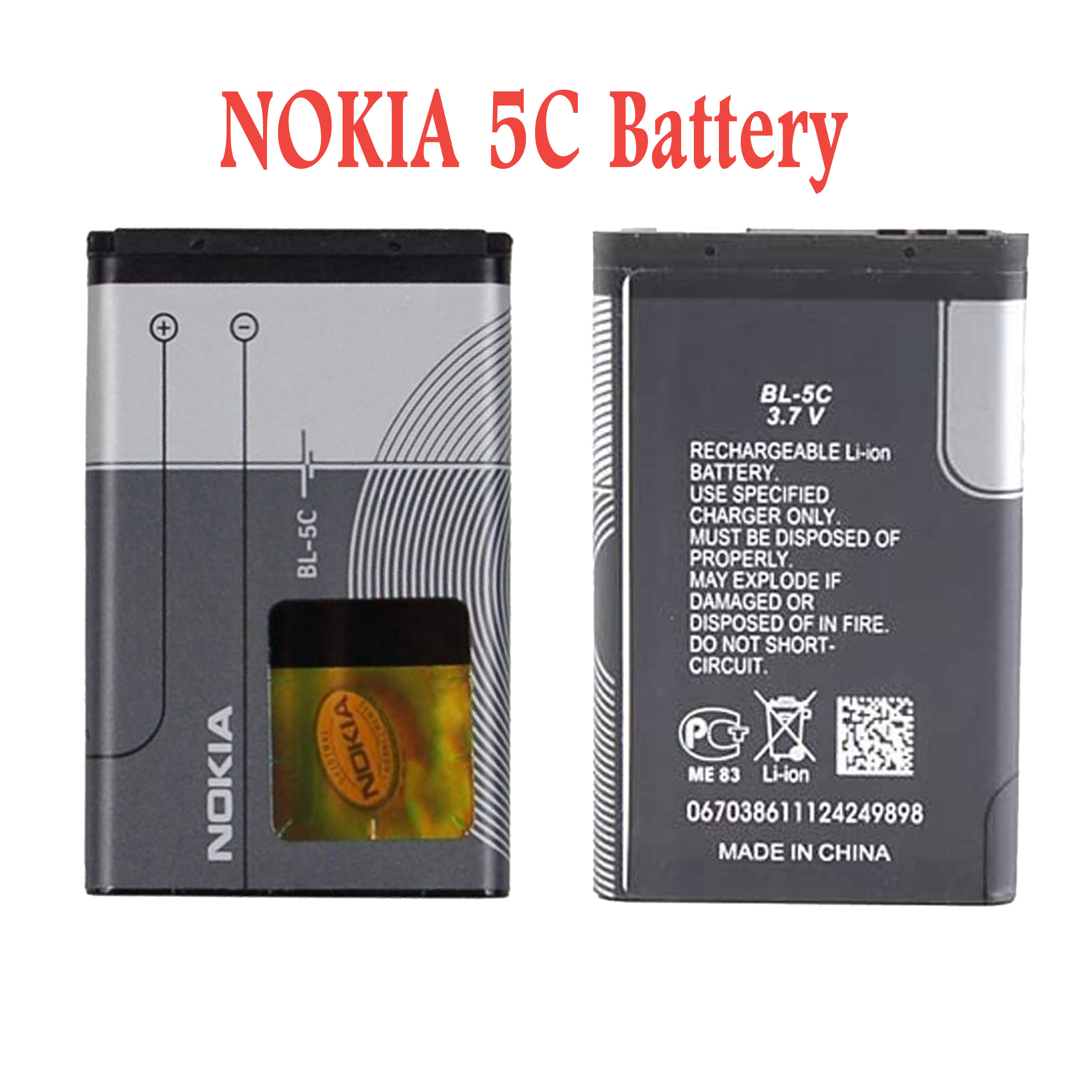 BL-5C 3.7V 1020mAh Rechargeable Battery Suitable for Household Radio with Current Protection 2 Pieces