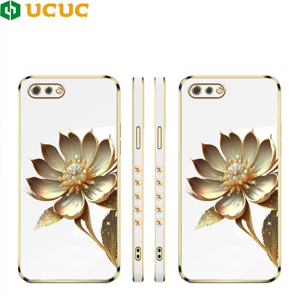 UCUC for Realme C2 Back Cover + kitty Mirror Holder Luxury 6D Plating Phone Case