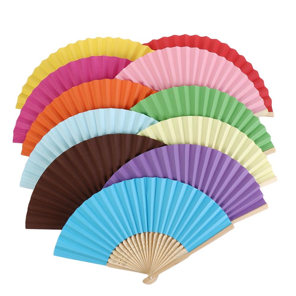 Girl Women 18 Colors Portable DecorationTool Party Bamboo Gifts Folding Wedding Folding Paper Fan Hand Held Fan Photo Prop Tool Dance Fan