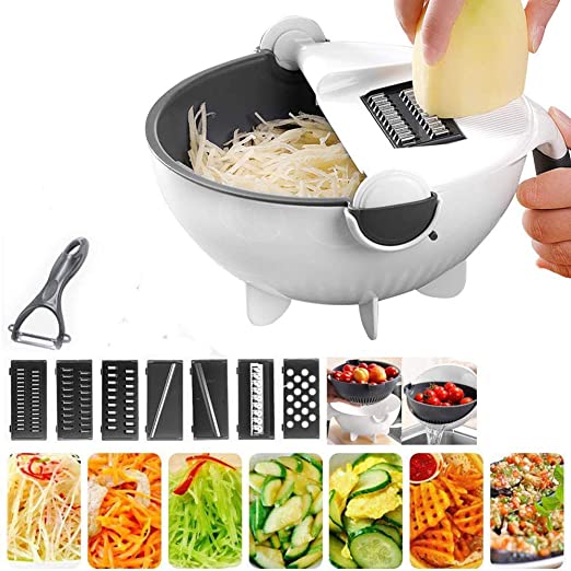 Multifunctional Rotate Vegetable Cutter With Drain Basket Kitchen Veggie Fruit Shredder Grater Slicer Drop Shipping