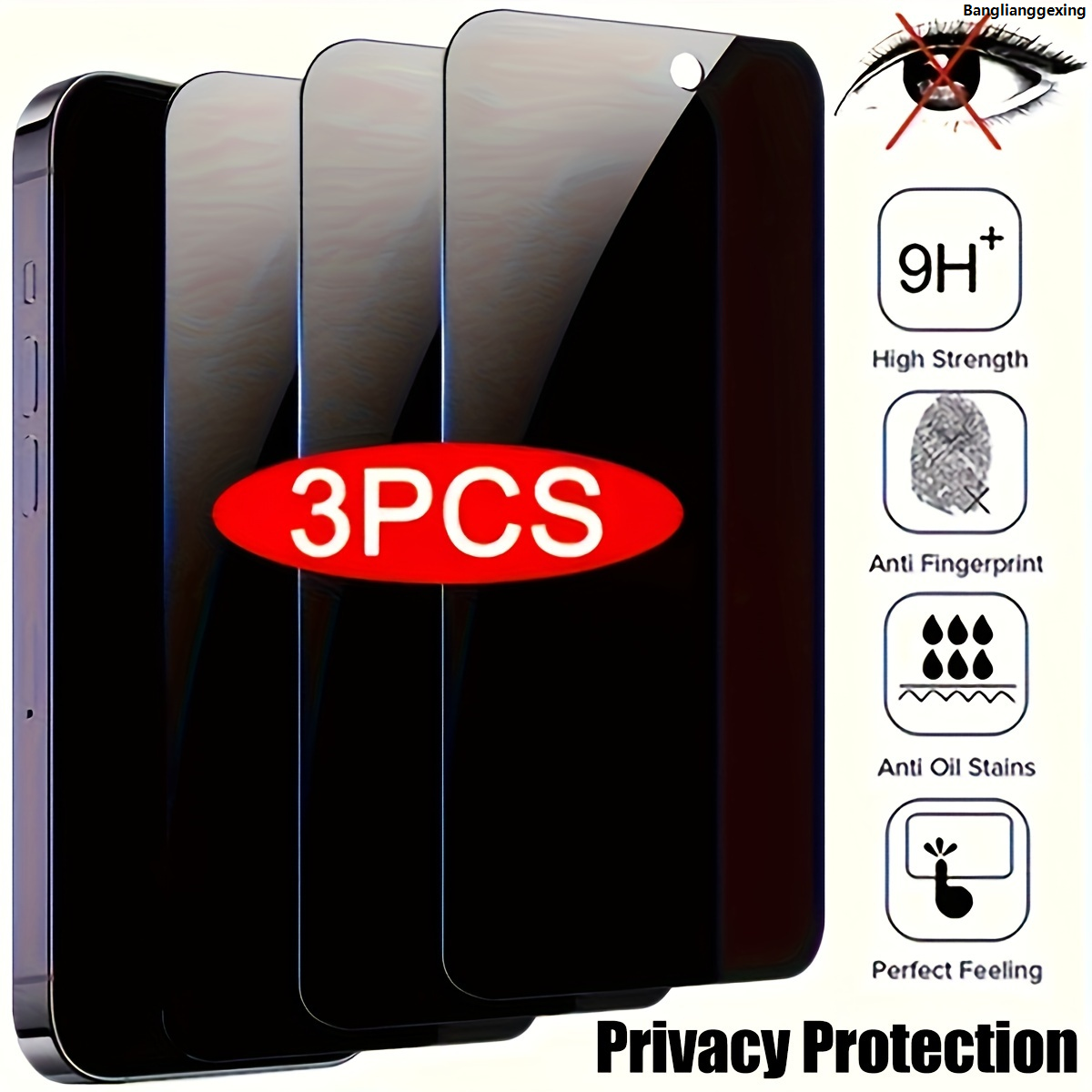 BanglianggexingBargain price 3pcs Anti Spy Full Cover Privacy Screen Protector for iPhone 11 12 13 14 15 Pro Max 14 15 Plus Tempered Glass Protective Glass 2025