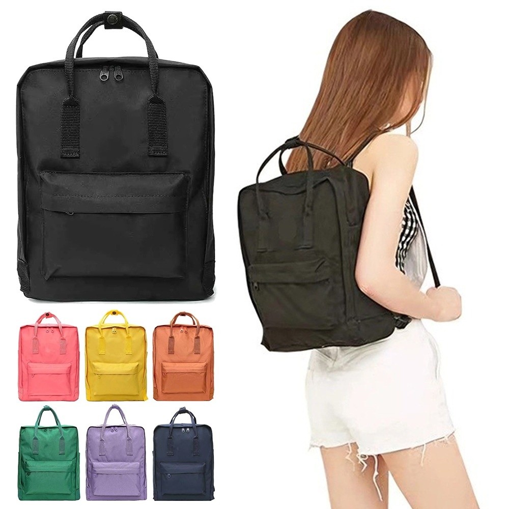 Fashion 1st Generation Student Backpack Solid Color Large Capacity Computer Bag Waterproof Waterproof Schoolbag School Travel Use