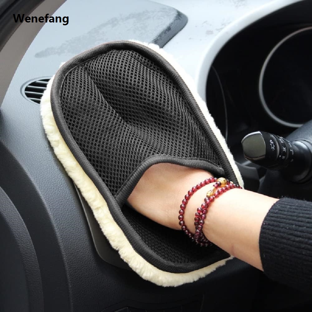 Wenefang Car Round Waxing Polish Wash Mitt Auto Wool Washing Gloves Cleaning Tools Car Wash Soft Pads Car Detailing Clean Tools