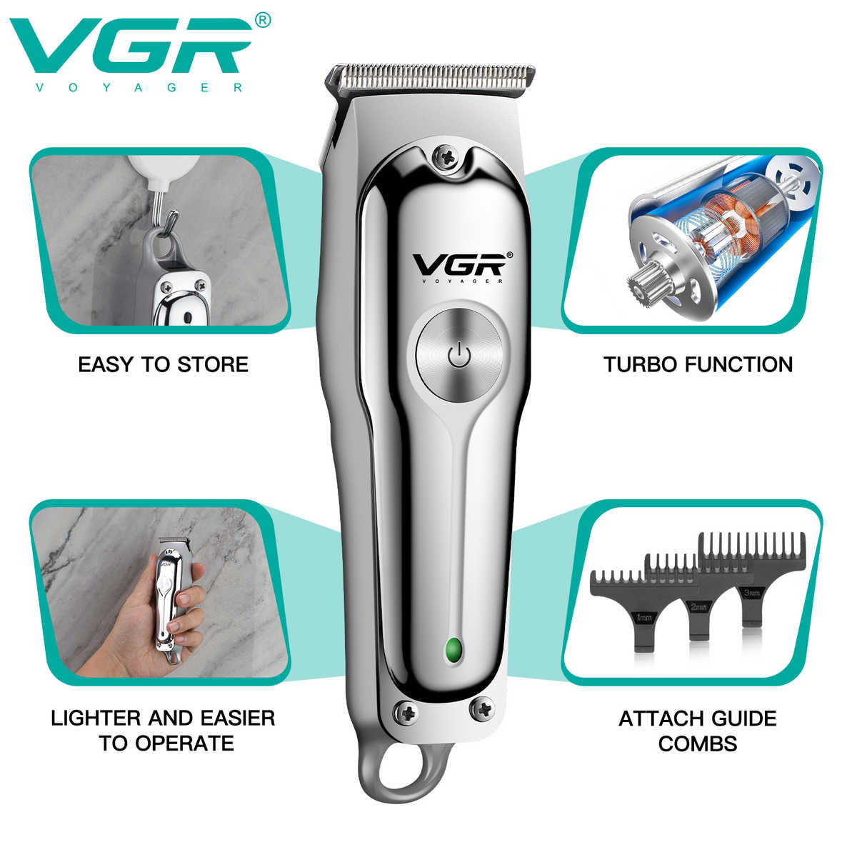 VGR V-008 Professional Cordless Hair & Beard Trimmer for Men - Rechargeable Electric Hair Clipper | Barber-Grade Grooming Kit | Precision Shaver & Trimmer for Home & Salon Use | VGR Trimmer Nepal