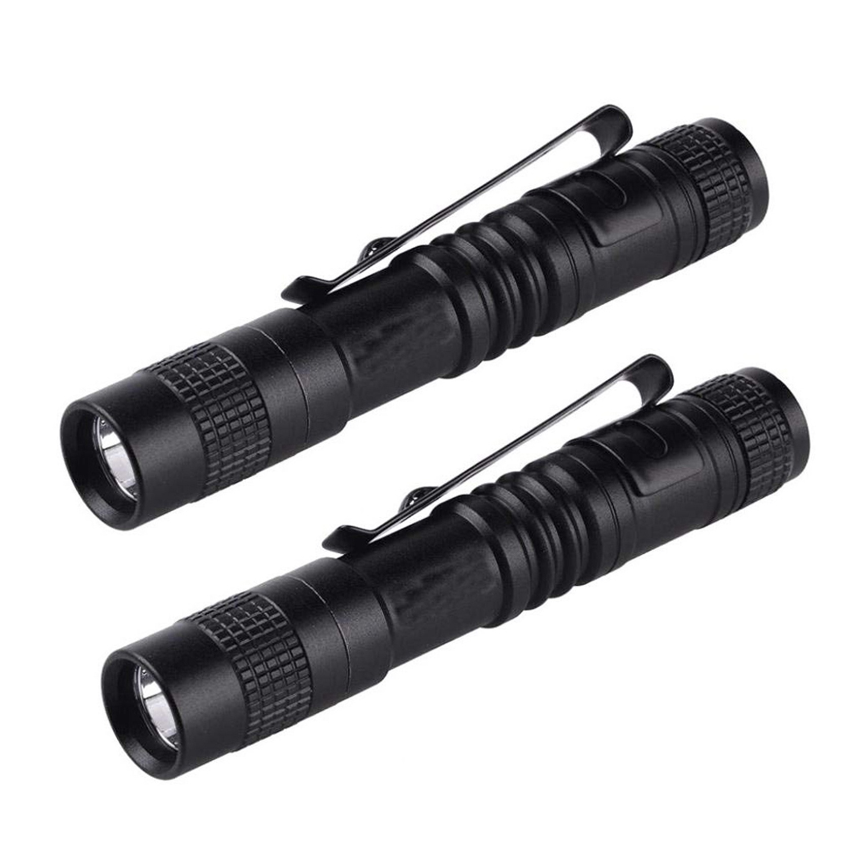 2X Flashlight Pen Torch Super Small Mini AAA XPE-R3 LED Lamp Belt Clip Light with
