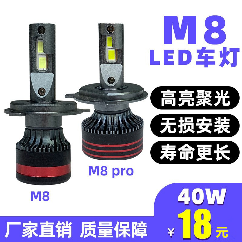 M8 car LED headlights heat dissipation super bright concentrating car bulb ledH7H4H19005 car tuning manufacturers