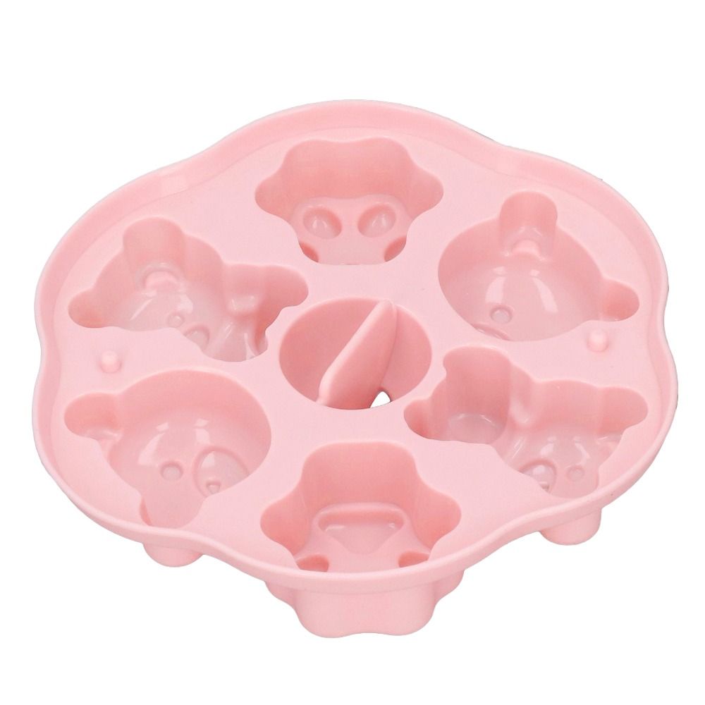 Cute Silicone Ice Cube Tray Bear Cat Shape Non-Stick Surface Silicone Mold With Lid Pudding Mold Baking