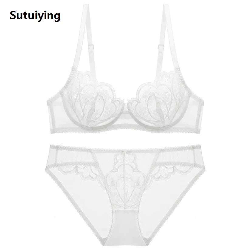 Sutuiying Elegant Breathable Bra Panty Set, Soft 【2025 Version】 Net, Non-Padded, Summer Lingerie