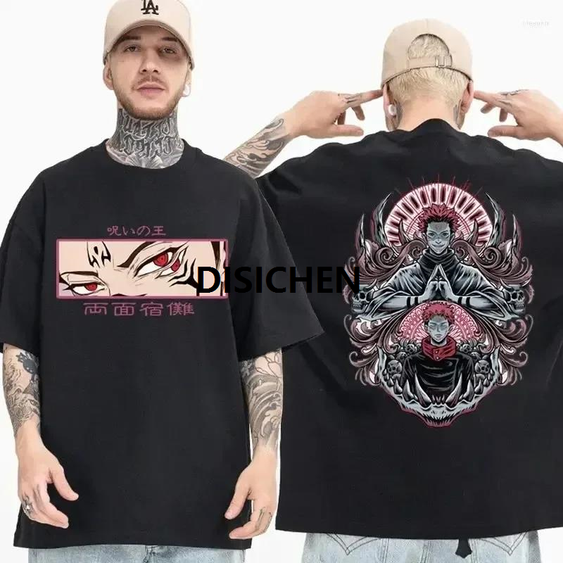 DISICHEN Retro Oversized 100% Cotton T Shirts Anime Jujutsu Kaisen Ryomen Sukuna T-Shirts Manga Graphic Print Tshirt Short Sleeves Tops Luxury