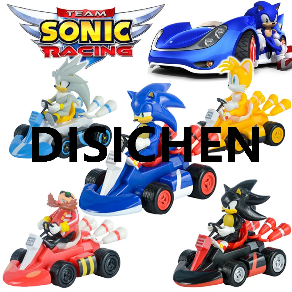 DISICHEN Sonic the Hedgehog Racecar Action Figure Toys Pull Back Car Anime Game Kawaii Cartoon Fashion Charmander Doll fun Gifts for Kids Portable