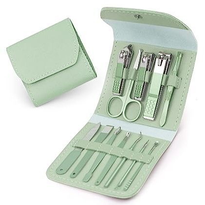 12-piece nail clipper professional stainless steel manicure and pedicure grooming kit,
