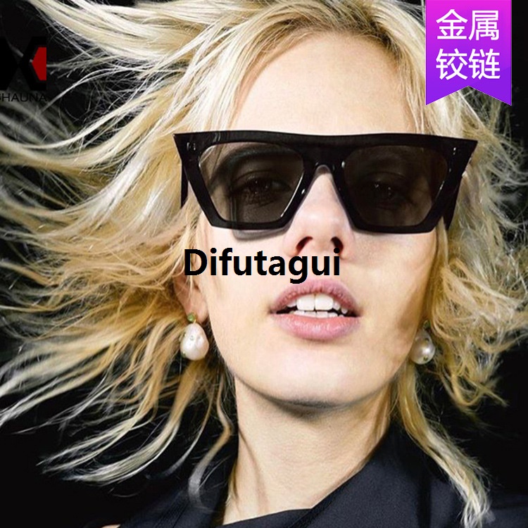 Difutagui Fifty percent discount [ New ] Trendy Square Cat Eye Sunglasses Original 2021 Women's Sunglasses Fashion Runway Sun Glasses Metal Hinge