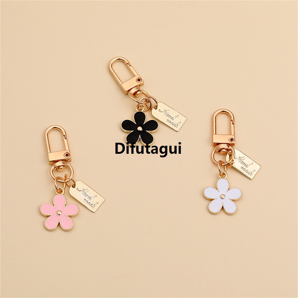 Difutagui Cute Mini Daisy Keychain for Women Handbag Trinkets Bluetooth New style Headset Pendant Key Ring DIY Friendship Gifts