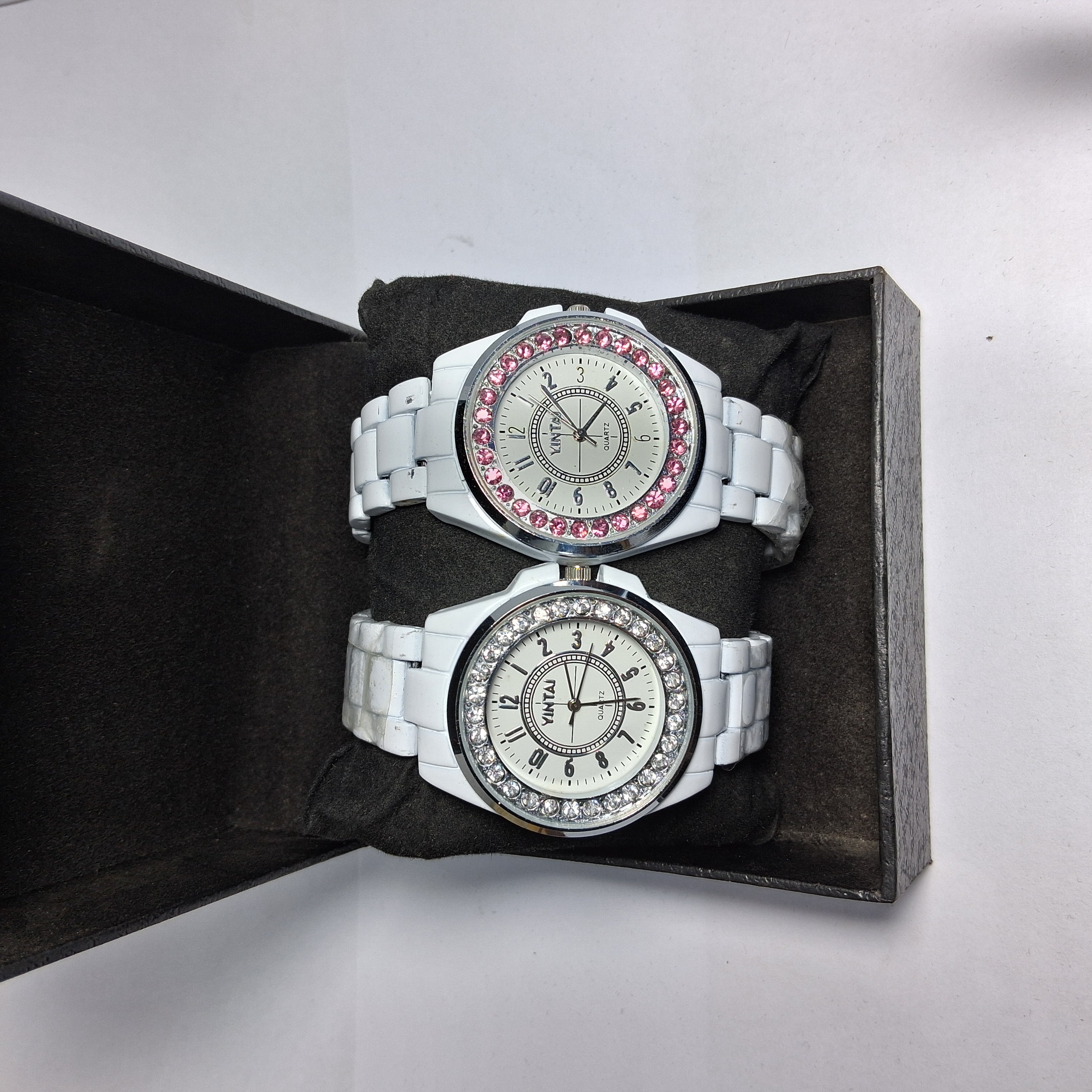 2 Piece Combo Pack || Full White Round Shape Fashionable Watch For Women