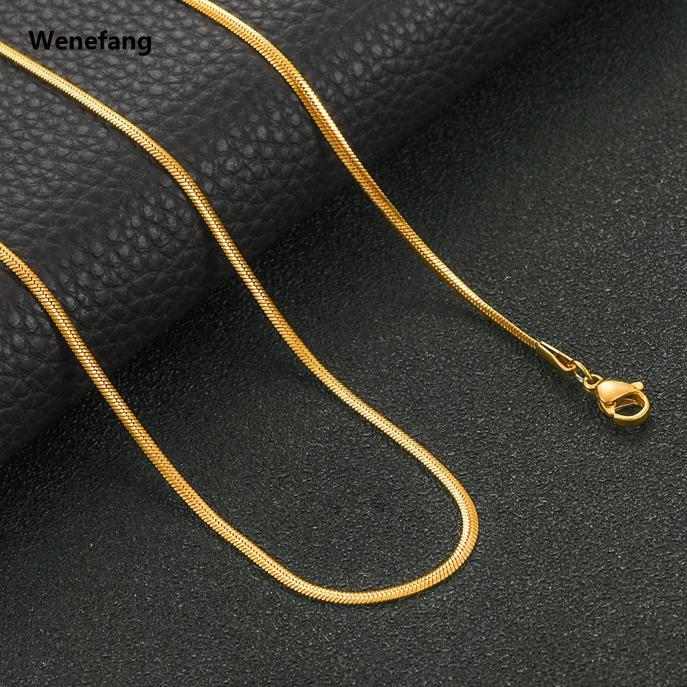 Lanyun Width 1mm/2mm Flat Snake Gold/Silver/Black/Rose Color Stainless Steel Necklace Vintage Thin Chain Women And Man Jewelry