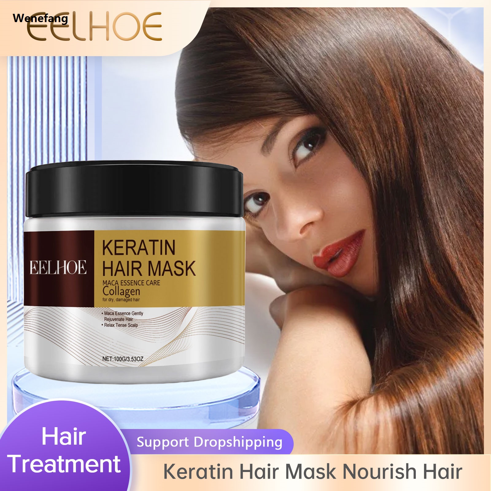 Wenefang Keratin Hair Mask Repair Frizzy Nourishing Magical Treatment Split New style Ends Treatment Hair Straighten Cream Smoothing Hair Mask 100g