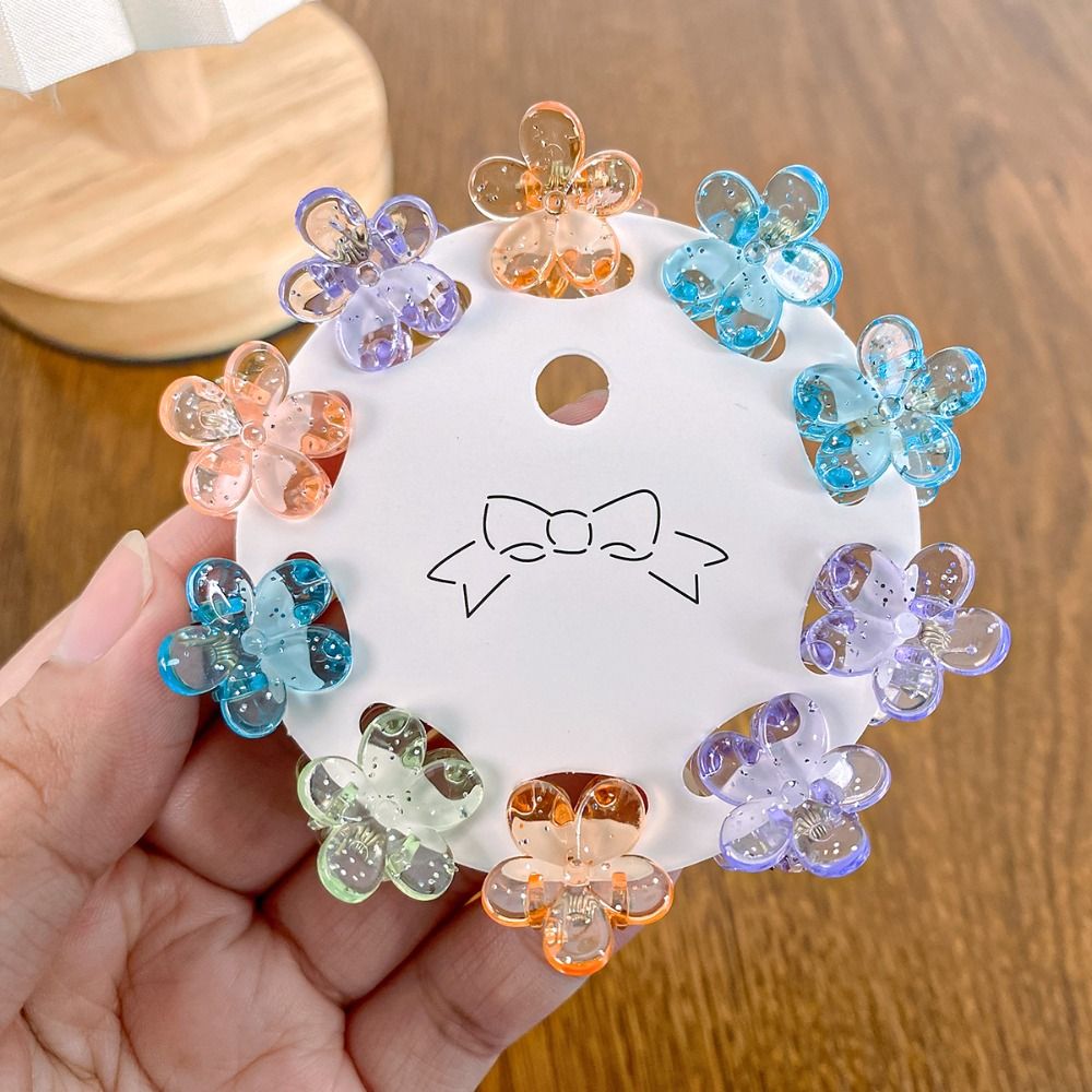 Hair Accessories Mini Hair Claw Fashion Gripper Hair Clip Candy Color Star Hair Crab Clip Hair Ornaments Transparent Flower Mini Hair Claw Women