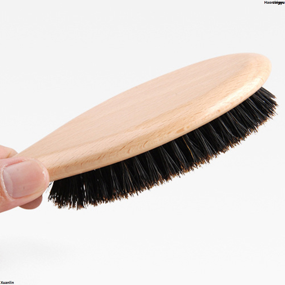 JufangJingyuWet curl nylon bristle comb massage scalp comb wild boar hair refresh product wood handle hairbrush ladies comb 【2025 Version】 High Quality New