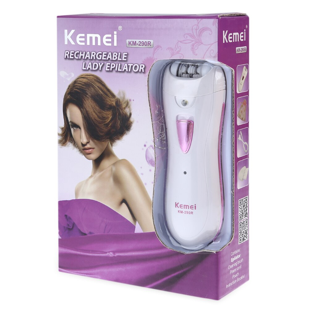 Kemei Epilator KM-290R Mini Rechargeable Washable Cordless Electric Hair Remover Epilator