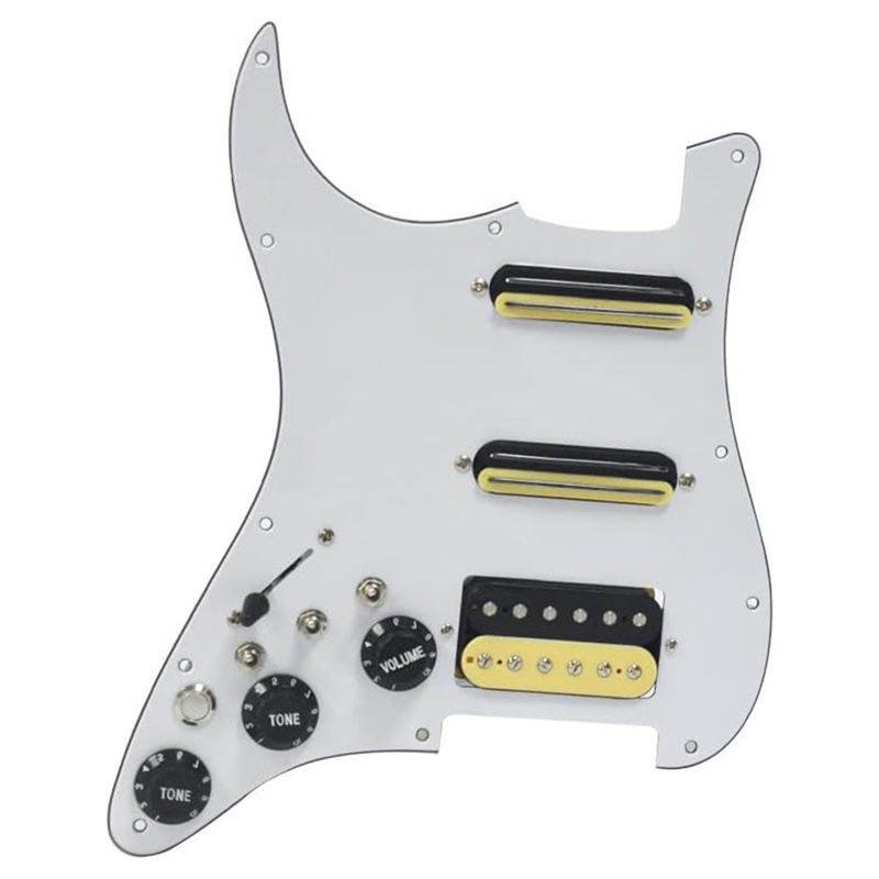 White 3 Ply Left Handed Small Two-Rail Single Electric Guitar Pickup with Cutout with Singlecut Wiring Loaded Prewired Swith