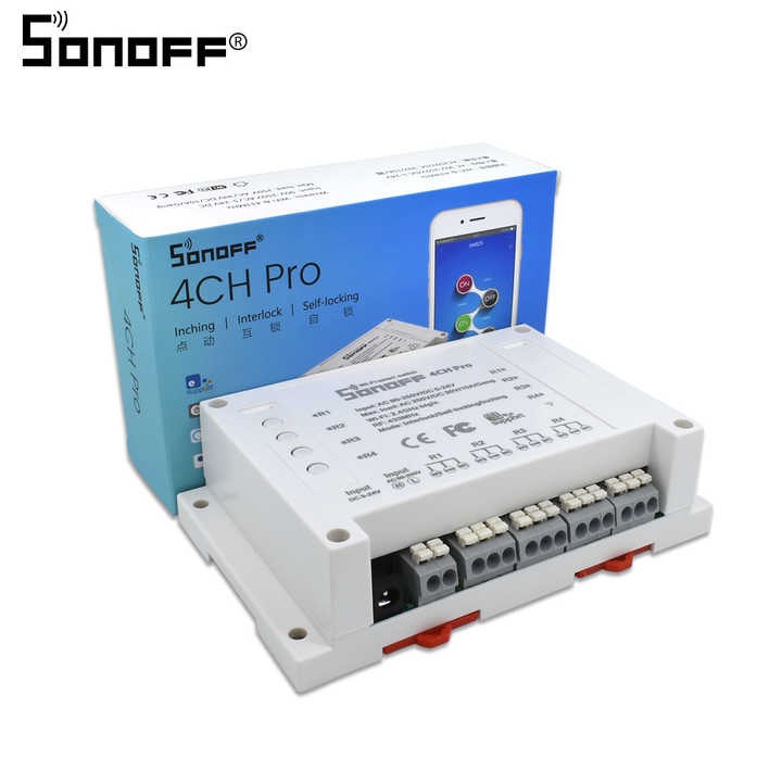 Self-Locking Interlock 433MHZ RF Sonoff 4 channel pro WiFi wireless Smart Switch for smart home