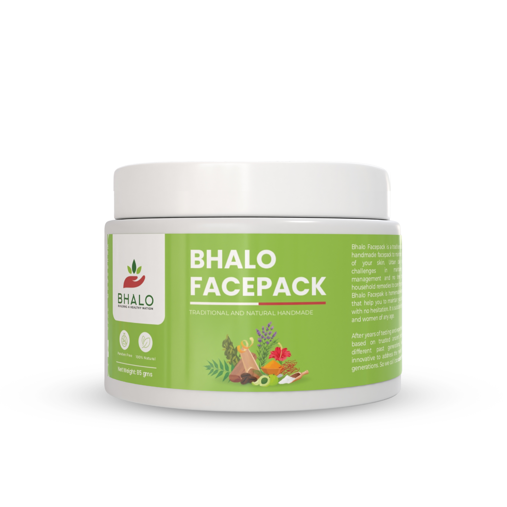 Bhalo Facepack - Natural Face Mask for Glowing Skin | Reduces Dark Spots & Pigmentations | Skin Tightening, Deep Cleansing & Skin Brightening - 85g
