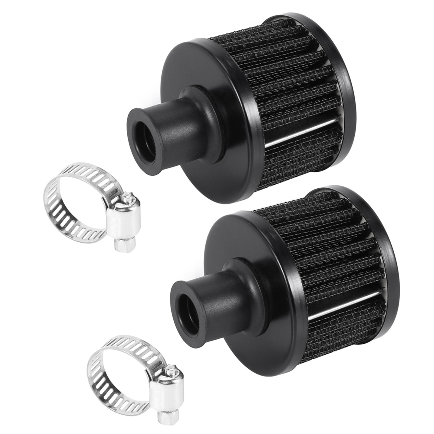FORIDE 2X 13mm Oil Mini Breather Cold Air Filter Fuel Crankcase Engine for Car Color:Silver