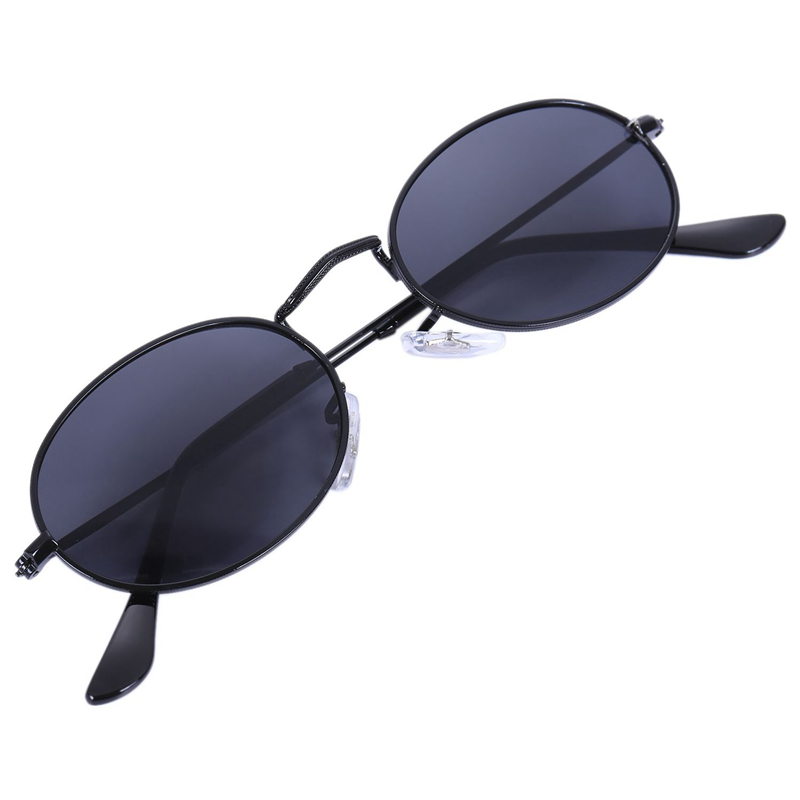 ARELENE 2X Oval Women Vintage Male Female Retro Sun Glasses Round Eyewear S8006 Black Frame Black