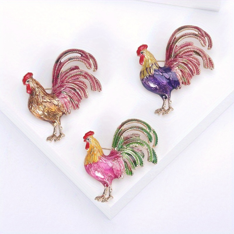 Creative Personality Simple Alloy Animal Rooster Brooch Cartoon Series Pin Men and Women Models Banquet Party Clothing Accessories Gift
