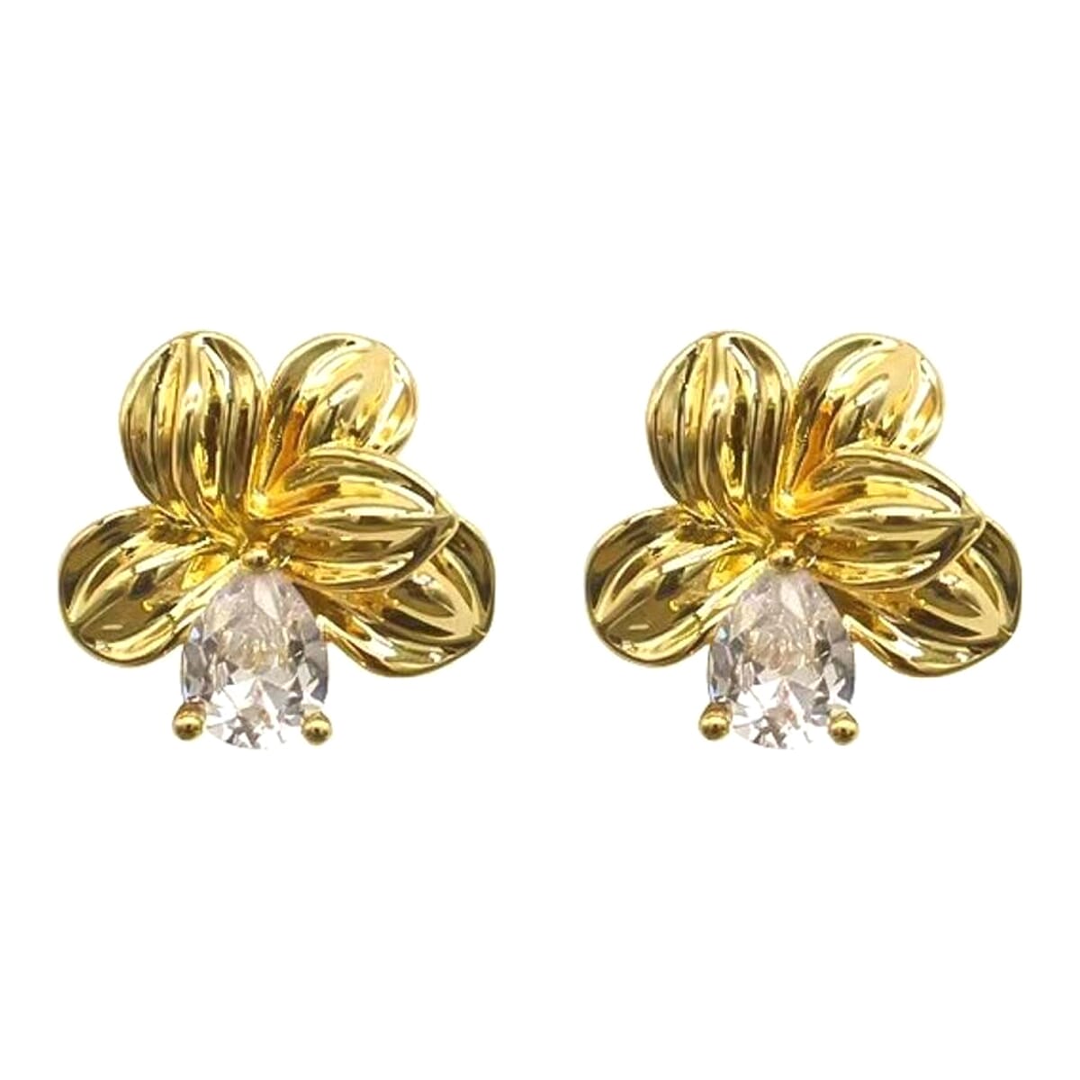 Enacolor Elegant Female Golden Metal Delicate Crystal Flower Earrings for Girl New 2023 Korean