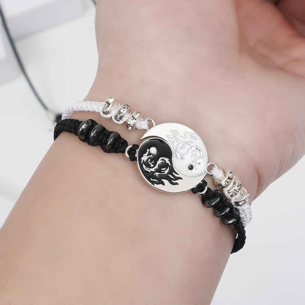 【Pocket king VOX 】Dragon Tai Chi Yang bracelets necklaces set pendant adjustable braid chain bracelet matching lover jewelry set