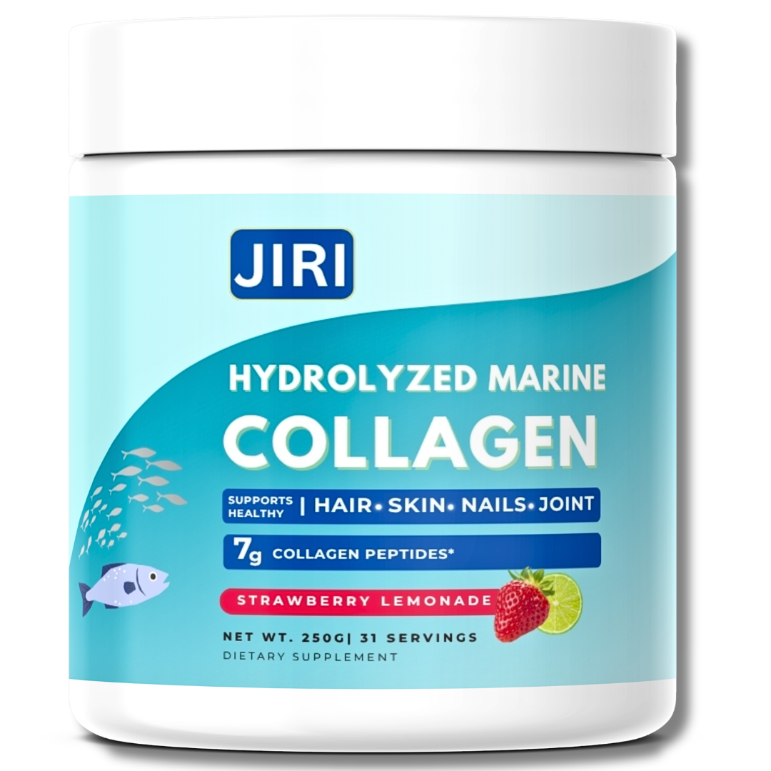 Jiri Premium Hydrolyzed Marine Collagen 250g - Strawberry Lemonade Flavor for Skin, Hair, Nails & Joint Health, 31 Servings