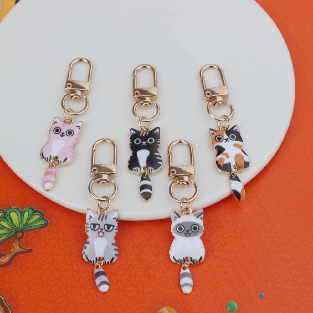 Cute Cartoon Small Pendant Metal Printing Animal Pendant Cat Key Chains Gift