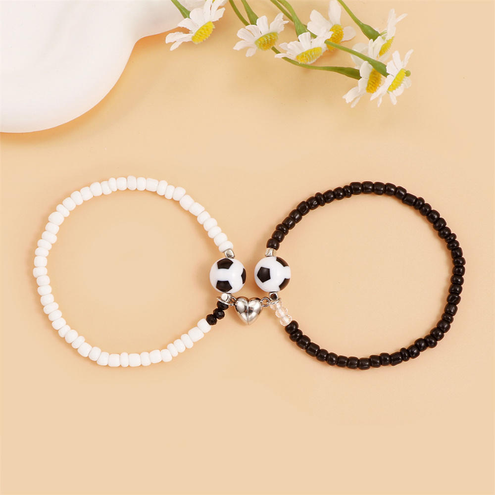 Set Couple Bracelets Fashionable Handmade 2pcs Beaded Bracelet Magnetic Beaded Magnetic Bracelets for Valentine Women Men Girls