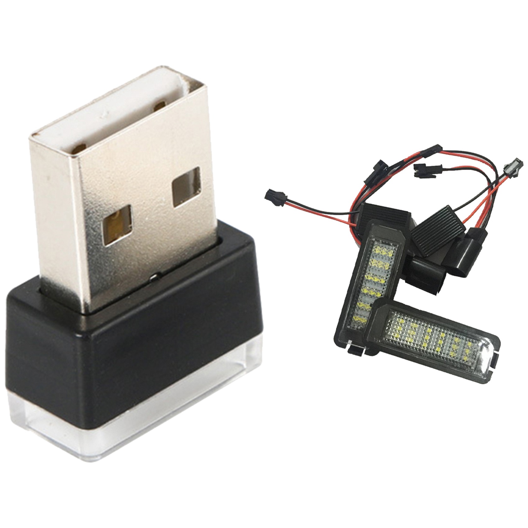 ARELENE 1 Pair 24 LED License Number Plate Light & 1 Pcs Mini Portable Mini USB Led Car Light White