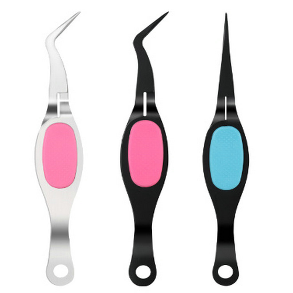 Stainless steel eyebrow clip, black reverse tweezers, nail positioning piece, nail positioning clip, DIY jewelry clip, set of 3
