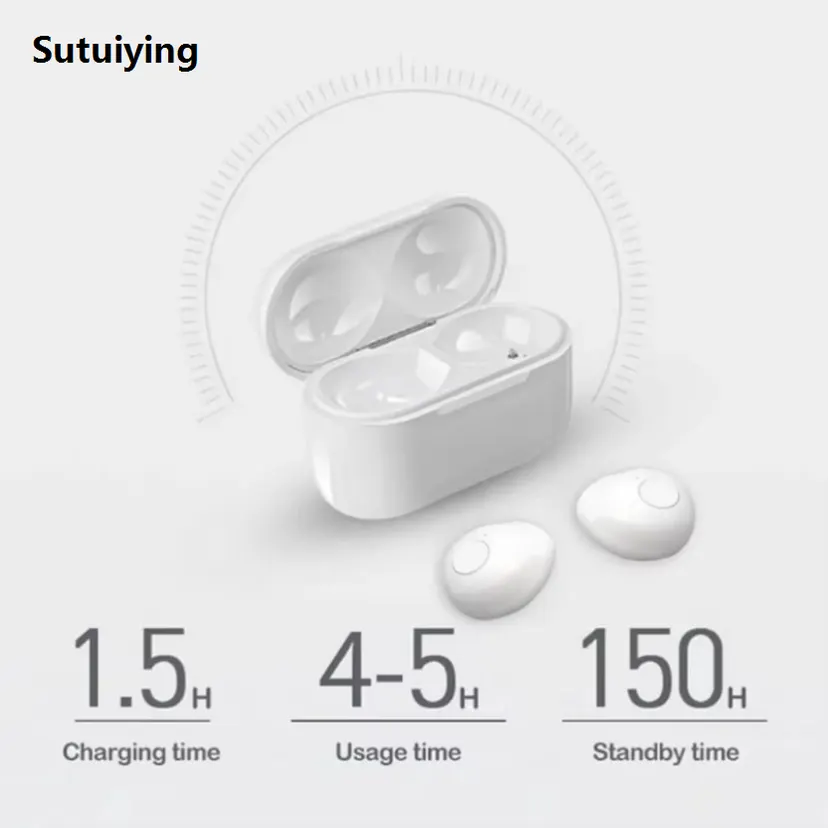 Sutuiying In-ear Noise Canceling Sports Headphones Mini Headset Bluetooth New 5.2 TWS Invisible Earphones Wireless Touch Game NFC Invisible