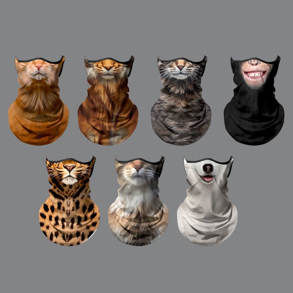 New lce Silk Cycling Sunshade Headscarf 6 Colors Breathable Neck Headgear 3D Animal Face Riding Mask Summer